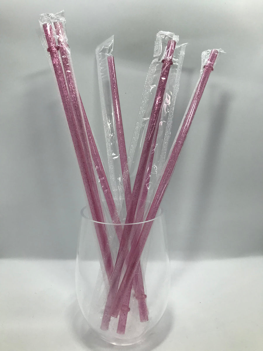 Reusable Pink Glitter Straws