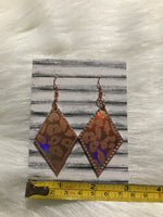 Holographic Rose Gold Leopard pattern faux leather earrings