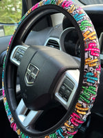 Neon Cactus Steering Wheel Cover