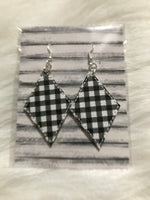 White Buffalo Plaid faux leather earrings