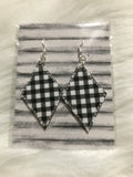 White Buffalo Plaid faux leather earrings