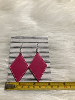 Pink faux leather earrings