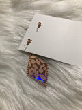 Holographic Rose Gold Leopard pattern faux leather earrings