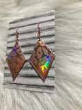 Holographic Rose Gold Leopard pattern faux leather earrings