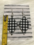 White Buffalo Plaid faux leather earrings