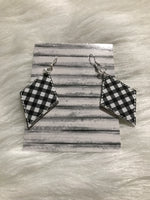 White Buffalo Plaid faux leather earrings