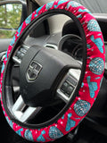 Teal Disco Cowboy Steering Wheel Cover