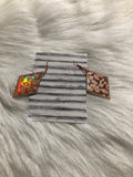 Holographic Rose Gold Leopard pattern faux leather earrings