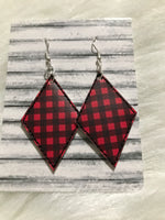 Red Buffalo Plaid faux leather earrings