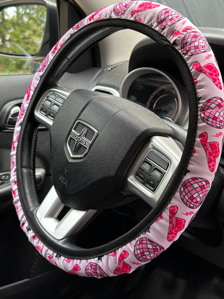 Pink Disco Cowboy Steering Wheel Cover