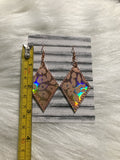 Holographic Rose Gold Leopard pattern faux leather earrings