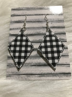 White Buffalo Plaid faux leather earrings