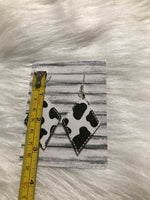 Black & White cow pattern faux leather earrings