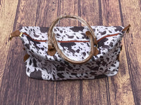 Brown Cow Hide Print Weekender