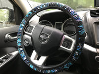 Blue & Green Camo Pattern Steering Wheel Cover