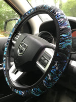 Blue & Green Camo Pattern Steering Wheel Cover