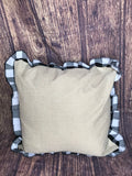 18x18 White & Black buffalo plaid ruffle pillow cover