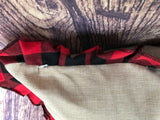 18x18 Red & Black buffalo plaid ruffle pillow cover