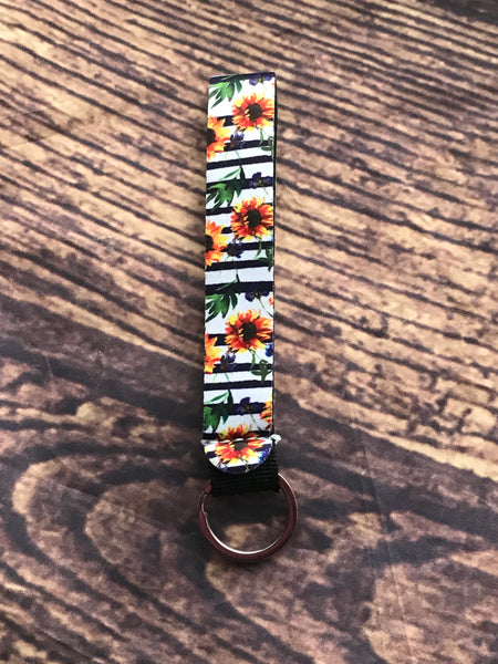 Sunflower with Stripes Wrist Keychain Holder