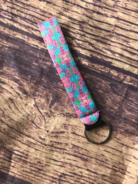 Pink & Blue Coral Wrist Keychain Holder