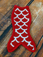 Red & White Scales Mermaid Tail Popsicle Holder