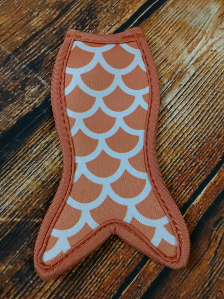 Peach & White Scales Mermaid Tail Popsicle Holder