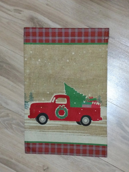 Red Truck with Tree Garden Flag