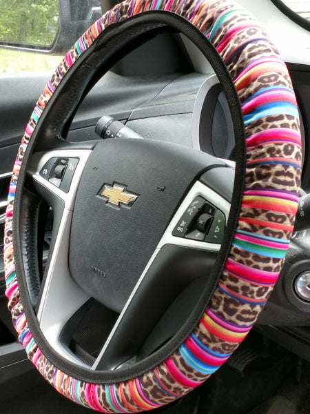 Leopard & Serape Mix Steering Wheel Cover