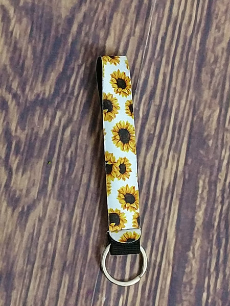 Sunflower on White Background Wrist Keychain Holder