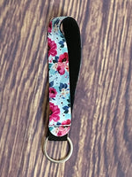 Teal Floral Wrist Keychain Holder