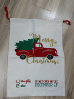 Red Truck with Tree Santa Sack