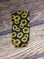 Sunflower on Black Background Slim Can Holder