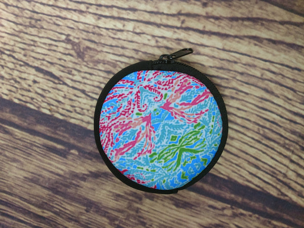 Blue & Pink Coral Coin Pouch