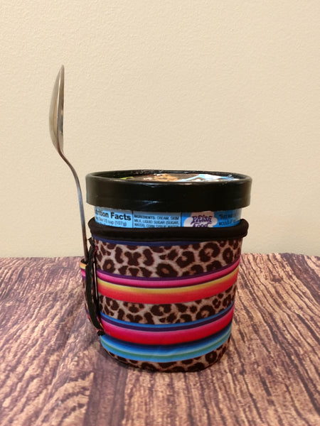 Pint Size Leopard & Serape Ice Cream Holder