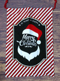 Red & White Stripe with Santa Face Santa Sack