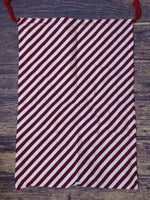 Red & White Stripe with Santa Face Santa Sack