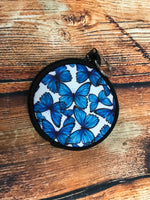 Blue Butterflies Coin Pouch with Keychain Ring