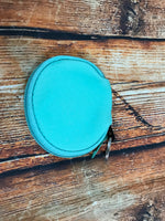 Aqua Coin Pouch with Keychain Ring