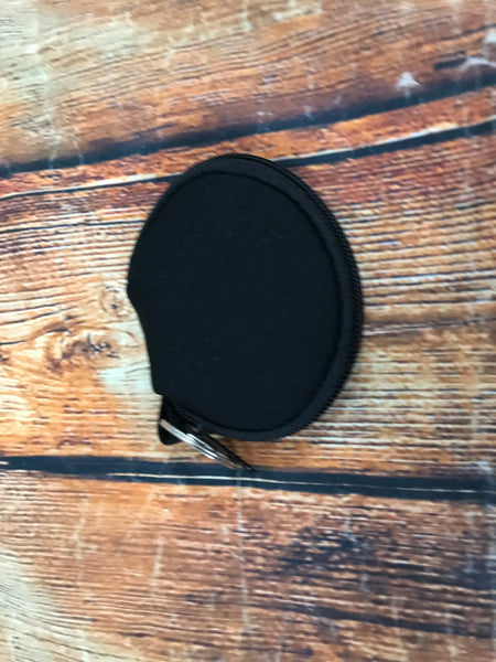Black Coin Pouch with Keychain Ring