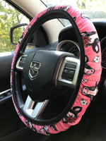 Cow on Pink Steering Wheel Cover