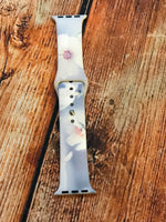 White Flower on Gray Watch Band