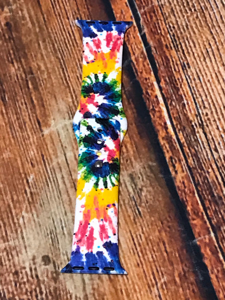 Distressed Rainbow Tie Dye Watch Band