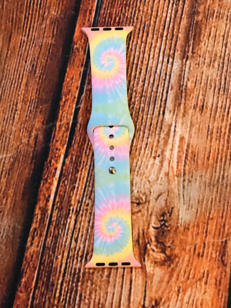 Pastel Rainbow Tie Dye Watch Band