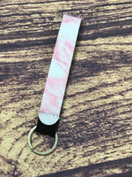 Pink Marble Wrist Keychain Holder