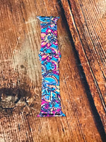 Teal & Pink Floral LP Design Watch Band