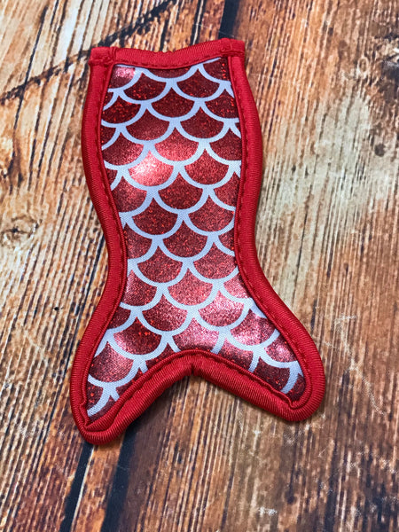 Red Holographic Scales Mermaid Tail Popsicle Holder