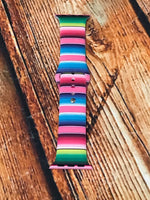 Green, Blue & Pink Serape Watch Band