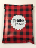 10 x 13 Red & Black Buffalo Plaid Thank You Poly Mailer - 10 Pack