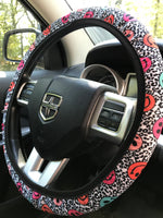 Smiley on Leopard Steering Wheel Cover