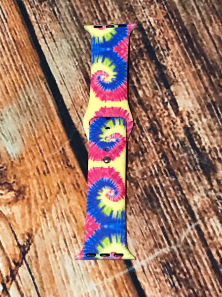 Yellow, Red & Blue Tie Dye Watch Band